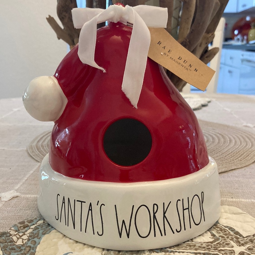 Rae Dunn Santa’s Workshop Hat birdhouse